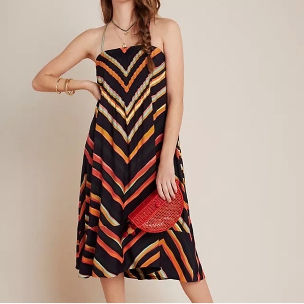 Anthropologie Orange and Black Strapless Sundress - Picture 5 of 5